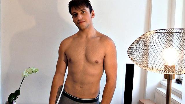 Skinny jock cockriding his BF's dick