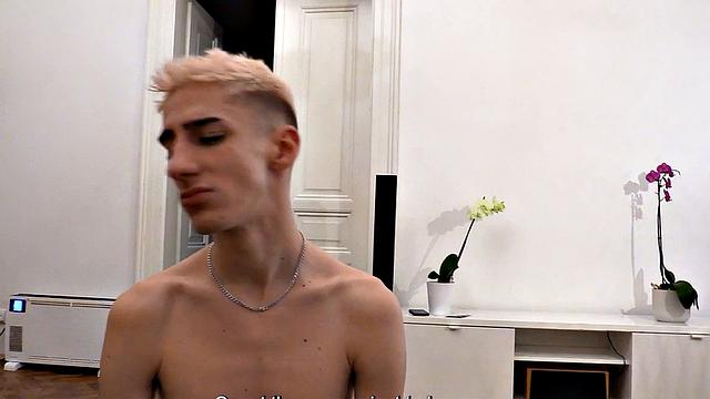 Skinny jock cockriding his BF's dick