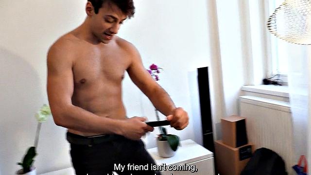 Skinny jock cockriding his BF's dick