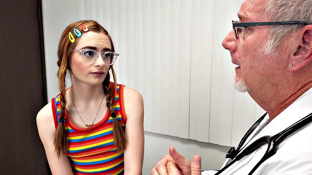 Breeded 21yo redhead fucked by doctor at voyeur clinic