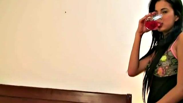 Petite teen slut masturbates and teases