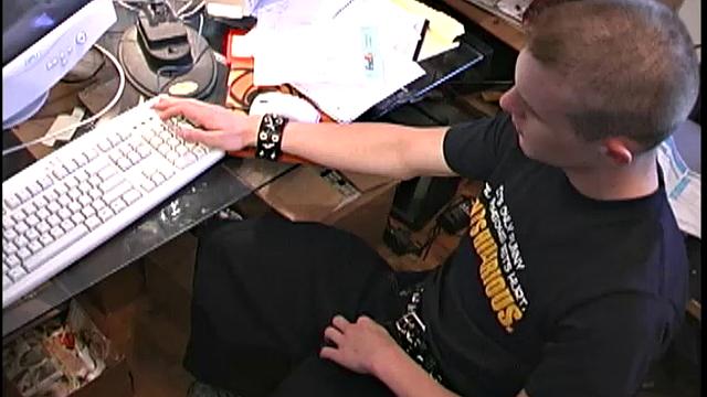 Nathan is one sexy 18 year old boy-next-door type and he's planted his sweet ass at the computer to watch porn while jacking off. He is an exhibitionist and gets turned on by knowing others are watching. A well-placed finger up the ass also helps.