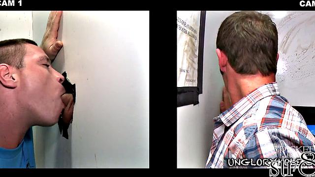 Real guy getting head at gloryhole