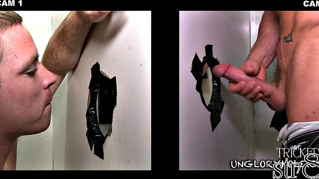 Real guy getting head at gloryhole