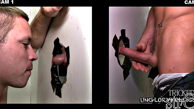 Real guy getting head at gloryhole