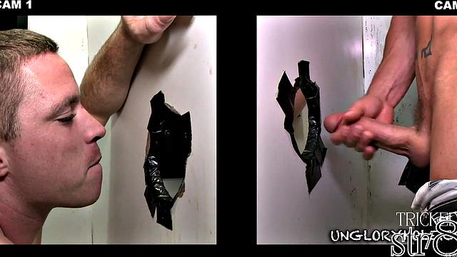 Real guy getting head at gloryhole