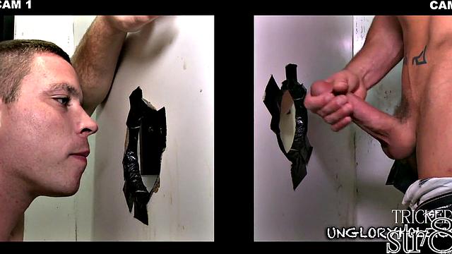 Real guy getting head at gloryhole