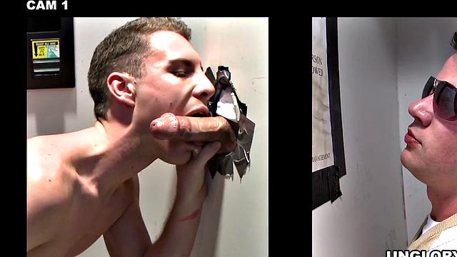 Fooled gloryhole str8 gets blowjob before cumming on face