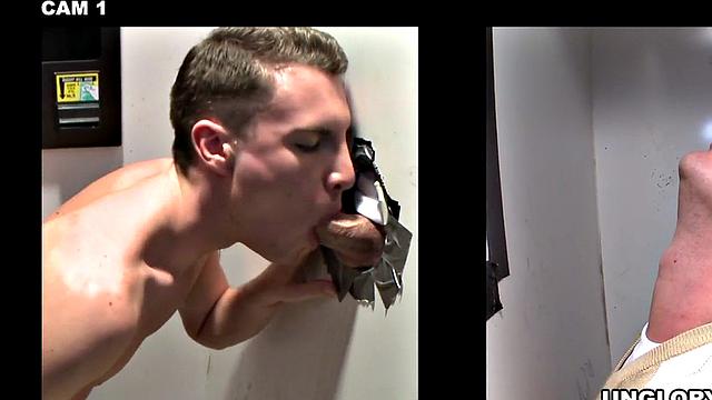 Fooled gloryhole str8 gets blowjob before cumming on face