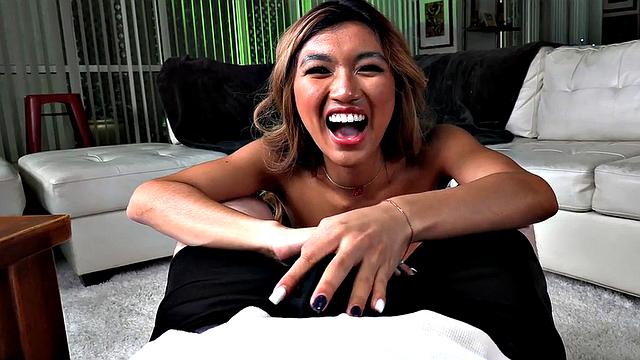 Petite Asian 21yo fucked in twat while talking dirty