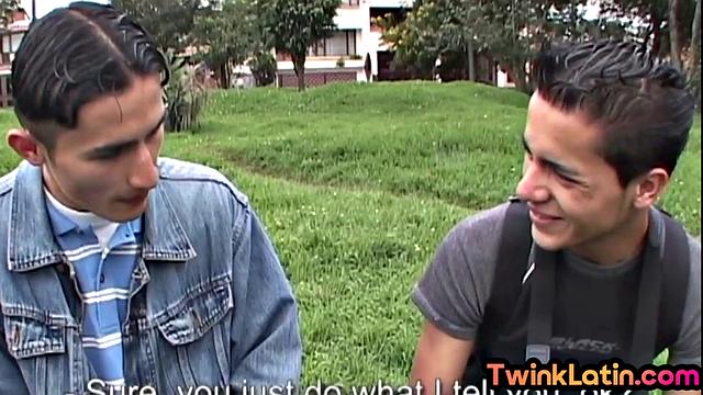 Real skinny Latino twink assfucked on set by BFs cock