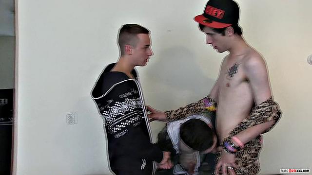 Cody Reed takes on Aaron Aurora and Steve Agostina's thick cocks in a wild gay threesome