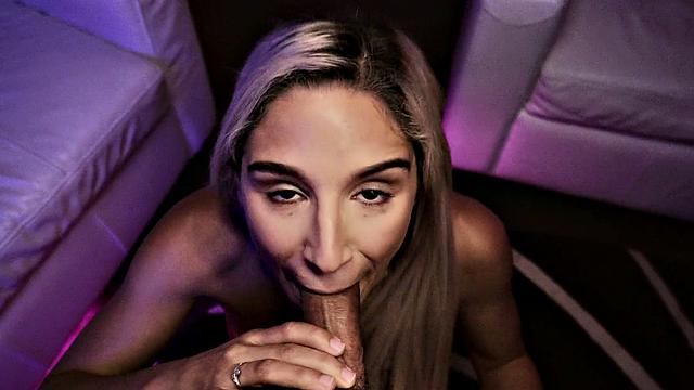 A Latin hottie take a deepthroat and cumshot in POV reverse cowgirl action