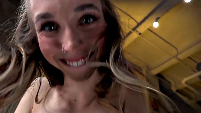 Tattooed 21yo GF sucks cock in POV while talking nasty