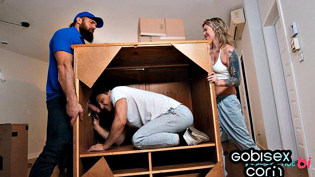 Stunning cutie sucking in bi 3some