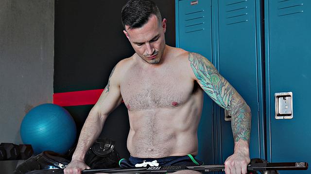Tatted Stud Rams Jock In Locker Room - Derek Kage, Logan Aarons - NextDoorStudios