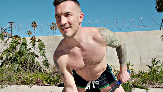 Tatted Stud Rams Jock In Locker Room - Derek Kage, Logan Aarons - NextDoorStudios