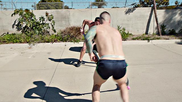 Tatted Stud Rams Jock In Locker Room - Derek Kage, Logan Aarons - NextDoorStudios