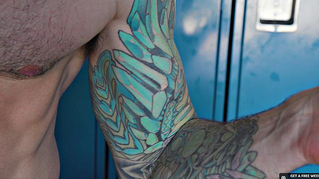 Tatted Stud Rams Jock In Locker Room - Derek Kage, Logan Aarons - NextDoorStudios