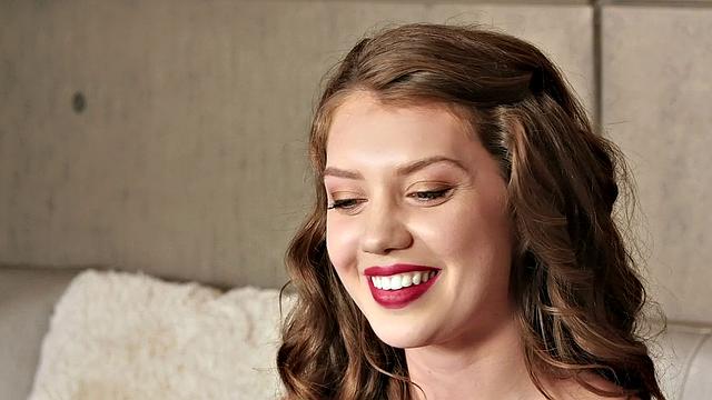 Elena Koshka's interview with curly hair, piercing and brown hair