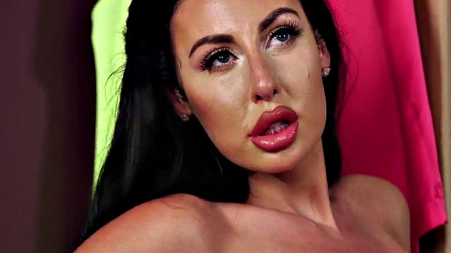 Pierced nipple voyeur MILF in heels teases wanker