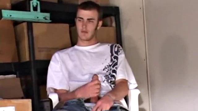 Christian Wilde whips out his huge cock as he watches porn. He's dead serious about busting a nut and quickly gets himself stiff. After stroking with determination, globs of cum drop to the floor.