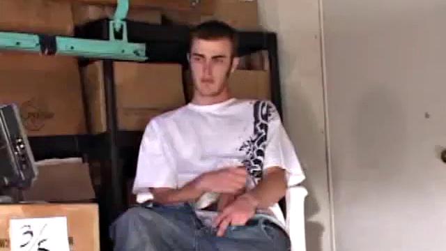 Christian Wilde whips out his huge cock as he watches porn. He's dead serious about busting a nut and quickly gets himself stiff. After stroking with determination, globs of cum drop to the floor.