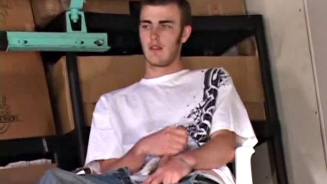 Christian Wilde whips out his huge cock as he watches porn. He's dead serious about busting a nut and quickly gets himself stiff. After stroking with determination, globs of cum drop to the floor.