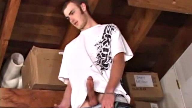 Christian Wilde whips out his huge cock as he watches porn. He's dead serious about busting a nut and quickly gets himself stiff. After stroking with determination, globs of cum drop to the floor.