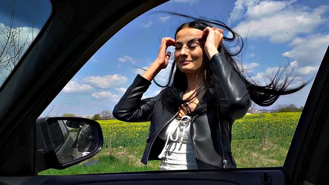 Busty public slut fucked in car by big white dick