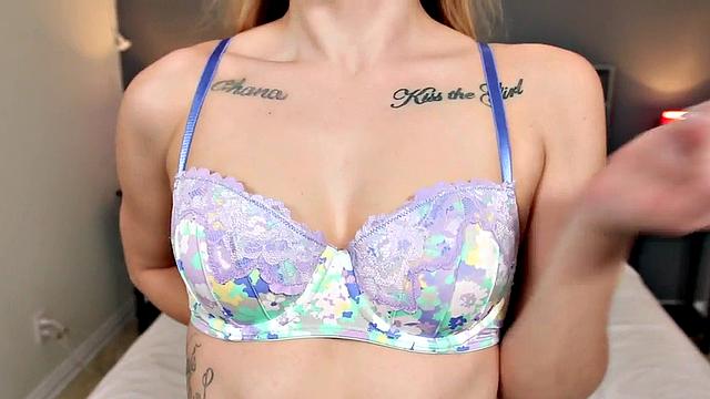 Kinky inked babe gives a sloppy BJ before grinding on lap with her small tits bouncing