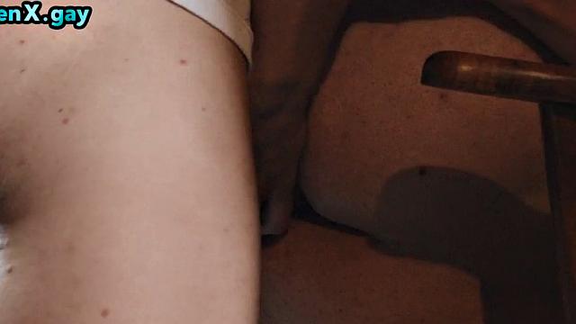 Barebacked twink cums and gets facial from BFs cock