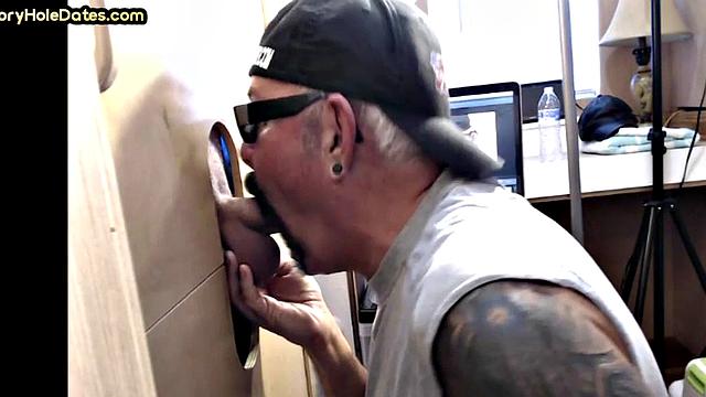 Gloryhole amateur loves sucking BFs dick at home