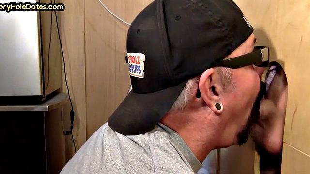 Gloryhole amateur loves sucking BFs dick at home