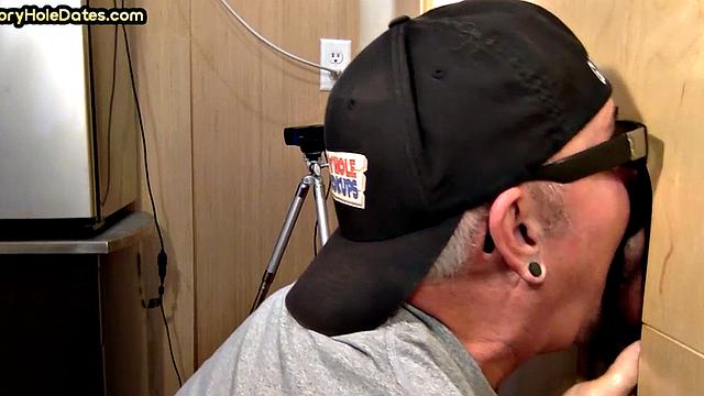 Gloryhole amateur loves sucking BFs dick at home