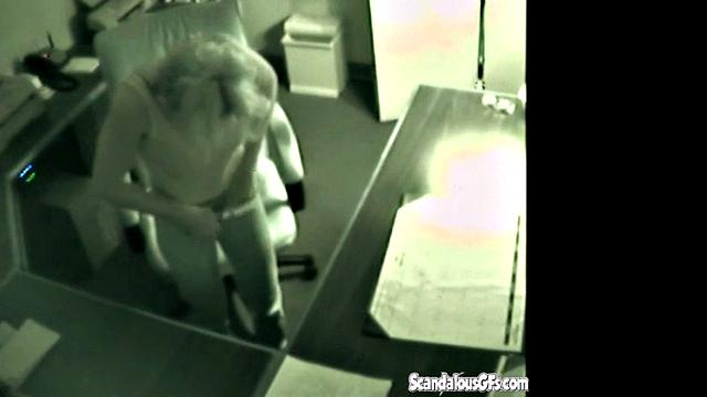 Secretary gets horny and fingers her pussy