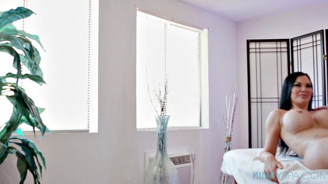 Jasmine Jae's friend gets a free massage at the Kinky Spa