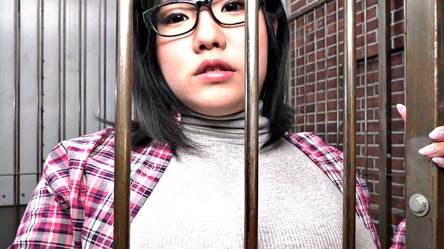 Nippon bigtitted MILF pleasing guards cock