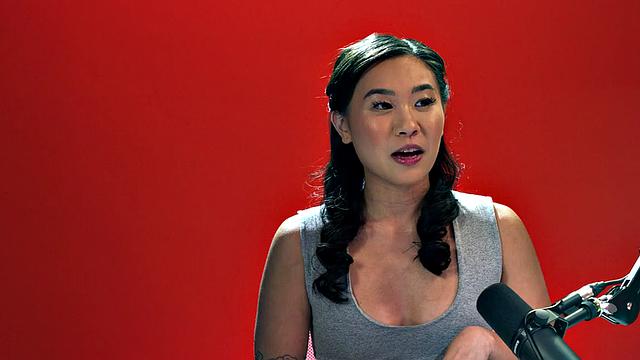 Asian bae seducing herself with toy in close up