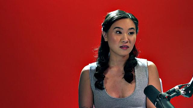 Asian bae seducing herself with toy in close up