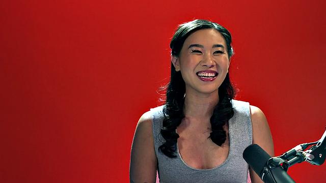 Asian bae seducing herself with toy in close up