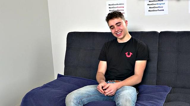 Casting jock strokes shaft for cumshot in solo action