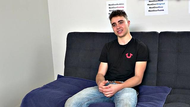 Casting jock strokes shaft for cumshot in solo action