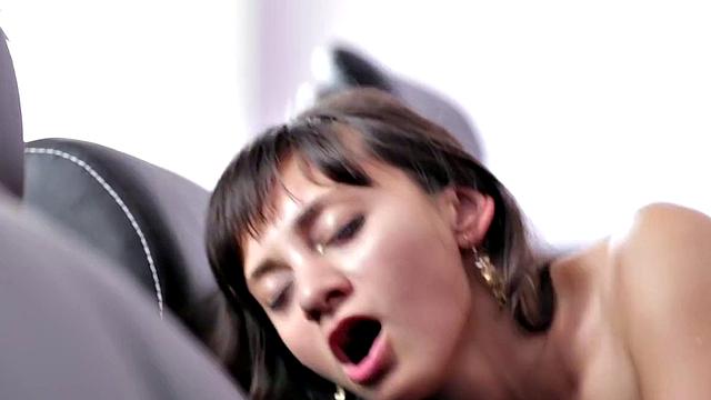 Extremely hot brunette gets boned and facialized