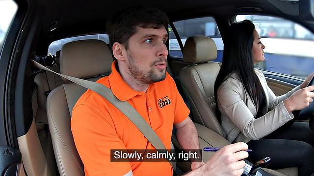 Czech amateur with tattoos takes on a hard cock in her car & begs for more