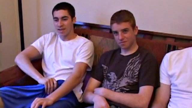 When they've all gotten their dicks hard Levi, Mason, Colin and Casper pull them out and start stroking. Levi goes down on Casper and that starts the party as they switch off on each other.