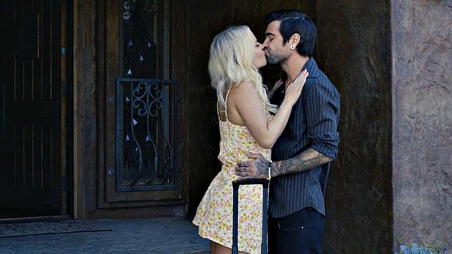 Big sensual blonde bae cockriding lover in close up