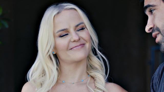 Big sensual blonde bae cockriding lover in close up