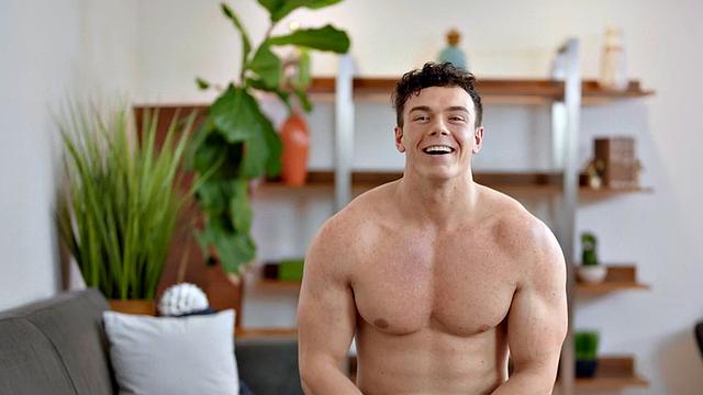 Muscular perv jock solo wanking cock and licking cum