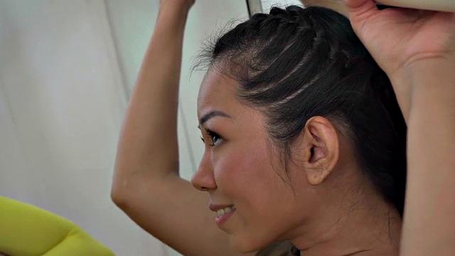 Big ass Asian babe rimmed by her BF before anal penetration